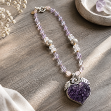 BEAUTIFUL SOUL - AMETHYST DRUZY HEART SPECIMEN - SHORT NECKLACE ✔️