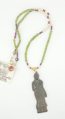 BEAUTIFUL SOUL - BLESSED BUDDHA WITH PERIDOT - LONG NECKLACE