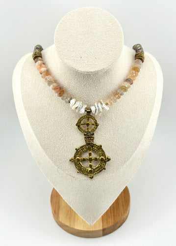 BEAUTIFUL SOUL - RUSTIC COPTIC CROSS - LONG NECKLACE - SOLD