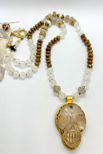 BEAUTIFUL SOUL - HAND-CARVED CRYSTAL SKULL - SHORT NECKLACE - SOLD
