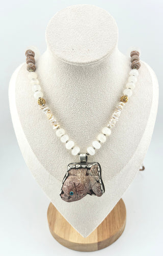 BEAUTIFUL SOUL - RUSTIC HIMALAYAN HAND-CARVED FISH - LONG NECKLACE - SOLD