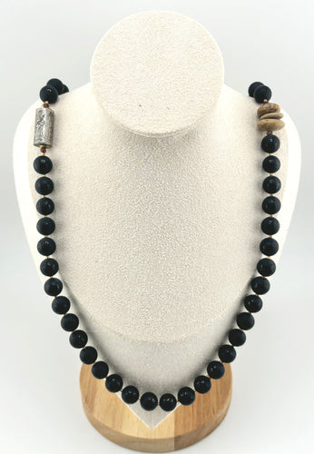 BEAUTIFUL SOUL - MANTA ENGRAVED BLACK MATTE ONYX - LONG NECKLACE - SOLD