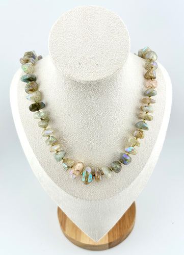 BEAUTIFUL SOUL - RUSTIC CUT AQUA MARINE - SHORT NECKLACE - SOLD