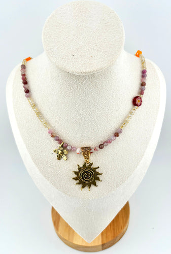 BEAUTIFUL SOUL - ARTISAN SUN & PINK TOURMALINE - SHORT NECKLACE - SOLD