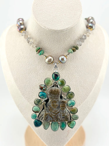 BEAUTIFUL SOUL - EXQUISITE BRONZE MADONNA - SHORT NECKLACE