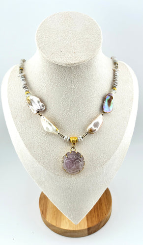 BEAUTIFUL SOUL - CARVED AMETHYST SUN - SHORT NECKLACE - SOLD