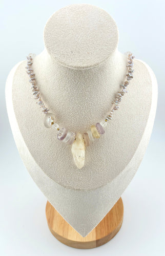 BEAUTIFUL SOUL - CRYSTAL SPECIMEN WITH KEISHI PEARLS - SHORT NECKLACE