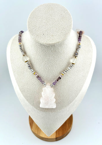 BEAUTIFUL SOUL - ROSE QUARTZ GANESH - SHORT NECKLACE