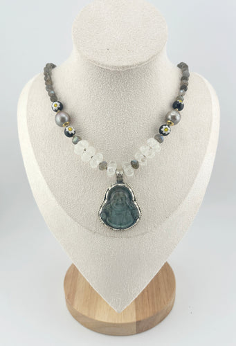 BEAUTIFUL SOUL - LABRADORITE HAPPY BUDDHA - SHORT NECKLACE - SOLD