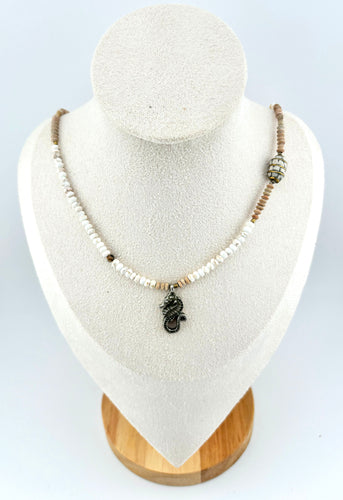 BEAUTIFUL SOUL - LITTLE PEWTER SEA HORSE - SHORT NECKLACE