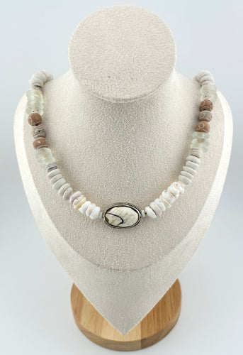 BEAUTIFUL SOUL - SILVER EDGED CONCH & PUKA SHELL - SHORT NECKLACE - SOLD