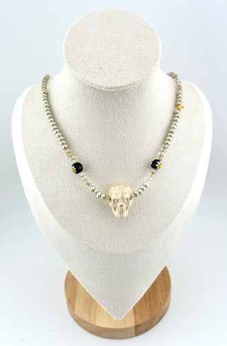 BEAUTIFUL SOUL - HAND-CARVED SUGAR SKULL - SHORT NECKLACE