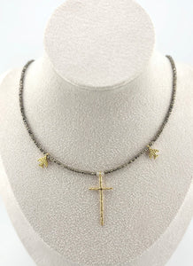 BEAUTIFUL SOUL - LOVELY VERMEIL HAMMERED CROSS - SHORT NECKLACE