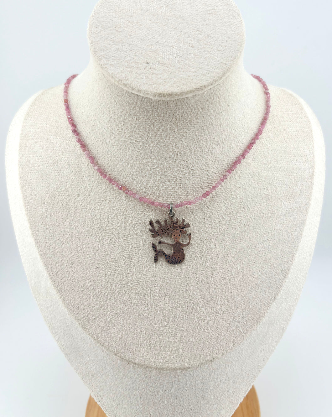 simply beautiful - DELICATE SILVER MERMAID WITH PINK TOURMALINE - SHORT NECKLACE (Copy) (Copy)